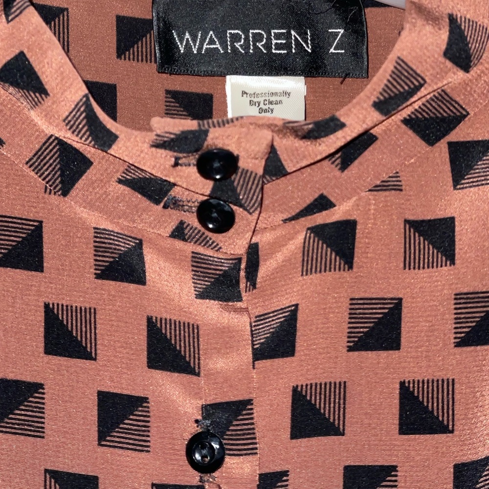 Fun, brown and black patterned vintage dress by Warren Z size 6 - Picture 4 of 9